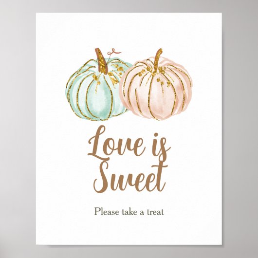 Mint en Peach Pumpkin Love is Sweet Sign Poster (Voorkant)