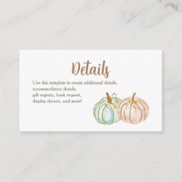 Mint en perspomkin-Baby shower Invoegen Kaart