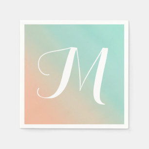 Mint en Perzikombre Fade Monogram Servet