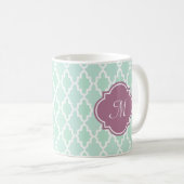 Mint en Plum Moroccan Monogram Koffiemok (Voorkant rechts)