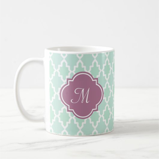 Mint en Plum Moroccan Monogram Koffiemok (Links)