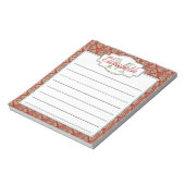 Mint- en Rode Monogram - Boom van het Levenspatroo Notitieblok (Linkerzijde)