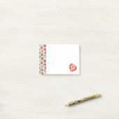 Mint- en Rode zomeraardbeienpatroon Post-it® Notes (Op bureau)