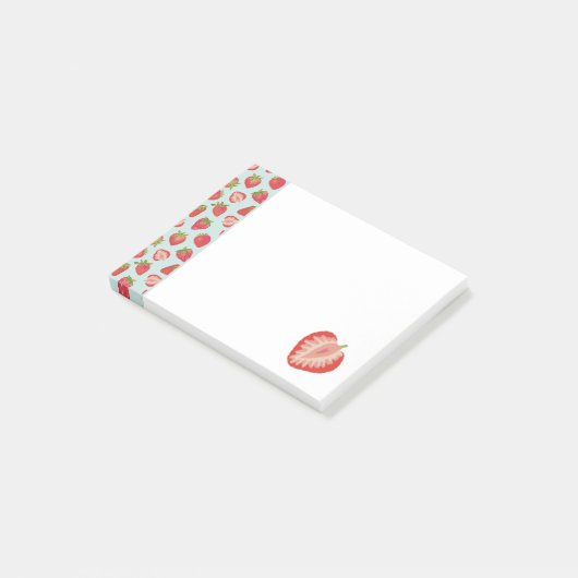 Mint- en Rode zomeraardbeienpatroon Post-it® Notes (Schuin)