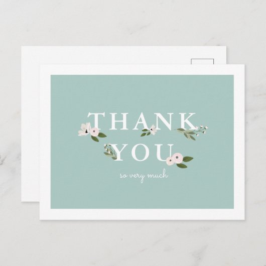 Mint en Roze Baby Shower Bedankt Briefkaart (Voorkant / Achterkant)