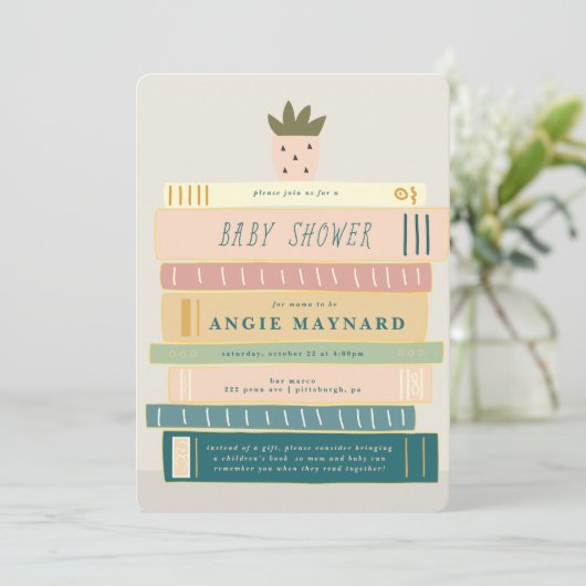 Mint- en roze boeken voor Baby Baby shower Kaart (Staand voorkant)