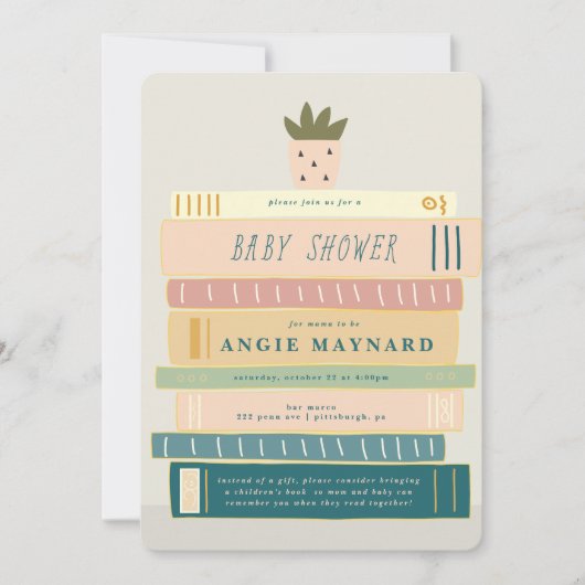 Mint- en roze boeken voor Baby Baby shower Kaart (Voorkant)