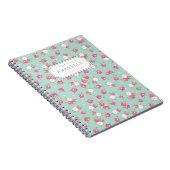 Mint en Roze  Floral Print Monogram Notitieboek (Rechterzijde)