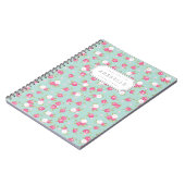 Mint en Roze  Floral Print Monogram Notitieboek (Linkerzijde)