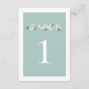 Mint en roze Floral Table Number Card Kaart