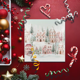 Mint en Roze Gezellige Waterverf Winter Scene Glazen Onderzetter