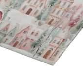Mint en Roze Gezellige Waterverf Winter Scene Snijplank (Hoek)