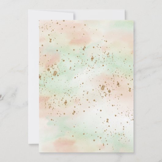 Mint en roze glitter voor geslacht onthulling met  kaart (Achterkant)