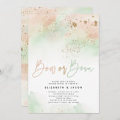 Mint en roze glitter voor geslacht onthulling met  kaart (Voorkant / Achterkant)