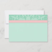 Mint en Roze Lace Wedding RSVP Kaartje (Achterkant)