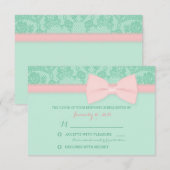 Mint en Roze Lace Wedding RSVP Kaartje (Voorkant / Achterkant)