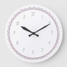 Mint en Roze Minimalistische Hand Getekende Doodle Grote Klok