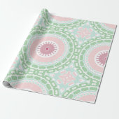 Mint en Roze Moderne Mandala Patroon Cadeaupapier (Uitgerold)