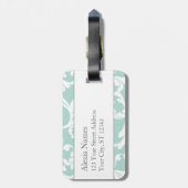 Mint en Roze Monogrammed Damask Print Bagagelabel (Achterkant verticaal)