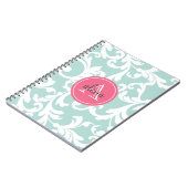 Mint en Roze Monogrammed Damask Print Notitieboek (Linkerzijde)