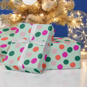 Mint en Roze Pickleball Thema Kerstmis Cadeaupapier