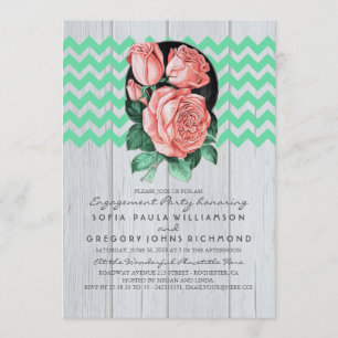 Mint en Roze Rustieke Chic Engagement Party Kaart
