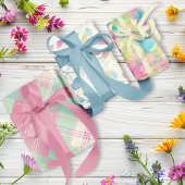 Mint en Roze Vivid Rainbow Sheet Set van 3 Inpakpapier Vel