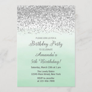 Mint en Silver Birthday Uitnodiging