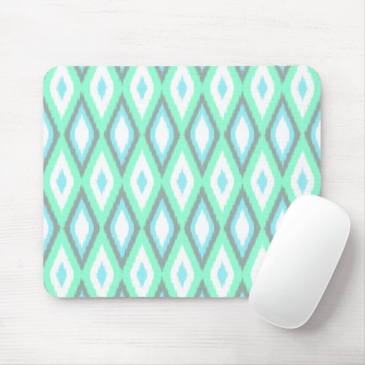 Mint en Turquoise Ikat Pattern Muismat (Met muis)