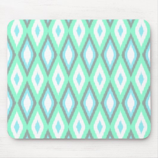 Mint en Turquoise Ikat Pattern Muismat (Voorkant)