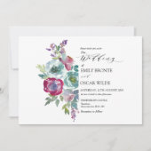 Mint en Waterverf Floral Wedding Invitati Kaart (Voorkant)