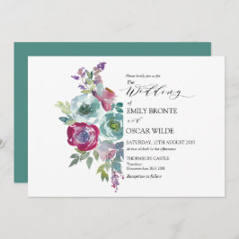 Mint en Waterverf Floral Wedding Invitati Kaart
