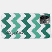 Mint en White Chevron Custom Monogram Case-Mate iPhone Case (Achterkant (horizontaal))