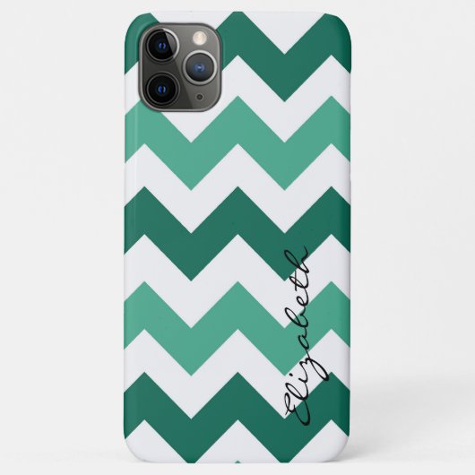 Mint en White Chevron Custom Monogram Case-Mate iPhone Case (Achterkant)