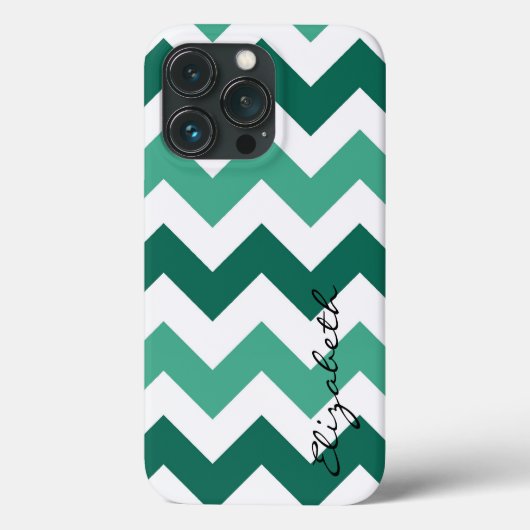 Mint en White Chevron Custom Monogram Case-Mate iPhone Case (Achterkant)