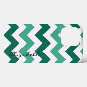 Mint en White Chevron Custom Monogram Case-Mate iPhone Case (Achterkant (horizontaal))