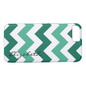 Mint en White Chevron Custom Monogram Case-Mate iPhone Case (Achterkant (Horizontaal))