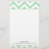 Mint en White Chevron | Gepersonaliseerde schrijfb Briefpapier (Voorkant)