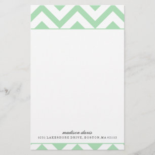 Mint en White Chevron Gepersonaliseerde schrijfb Briefpapier