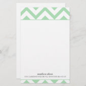 Mint en White Chevron | Gepersonaliseerde schrijfb Briefpapier (Voorkant / Achterkant)