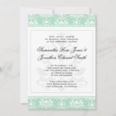 Mint en White Damask Wedding Invitation Kaart (Voorkant)