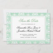 Mint en White Damask Wedding Invitation Save The Date (Voorkant)