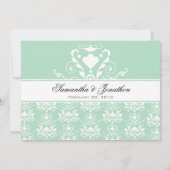 Mint en White Damask Wedding Invitation Save The Date (Achterkant)