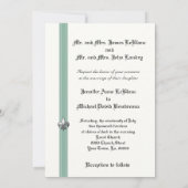 Mint en White Fleur de Lis Design Wedding Invite Kaart (Achterkant)