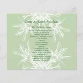 Mint en White Floral Wedding Programme