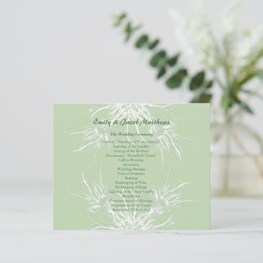 Mint en White Floral Wedding Programme (Staand voorkant)