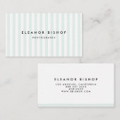 Mint en White Pinstripes Pattern Modern Visitekaartje (Voorkant / Achterkant)