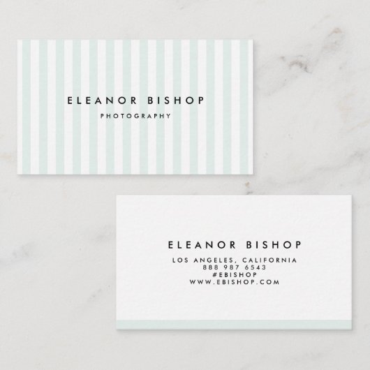 Mint en White Pinstripes Pattern Modern Visitekaartje (Voorkant / Achterkant)