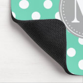 Mint en White Polka Dots Gray Monogram Muismat (Hoek)