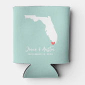 Mint en wit Florida bruiloft gunst Blikjeskoeler (Voorkant)